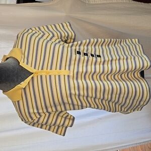 NWT Striped Polo Shirt Classic Elements Size Medium Blue Yellow White